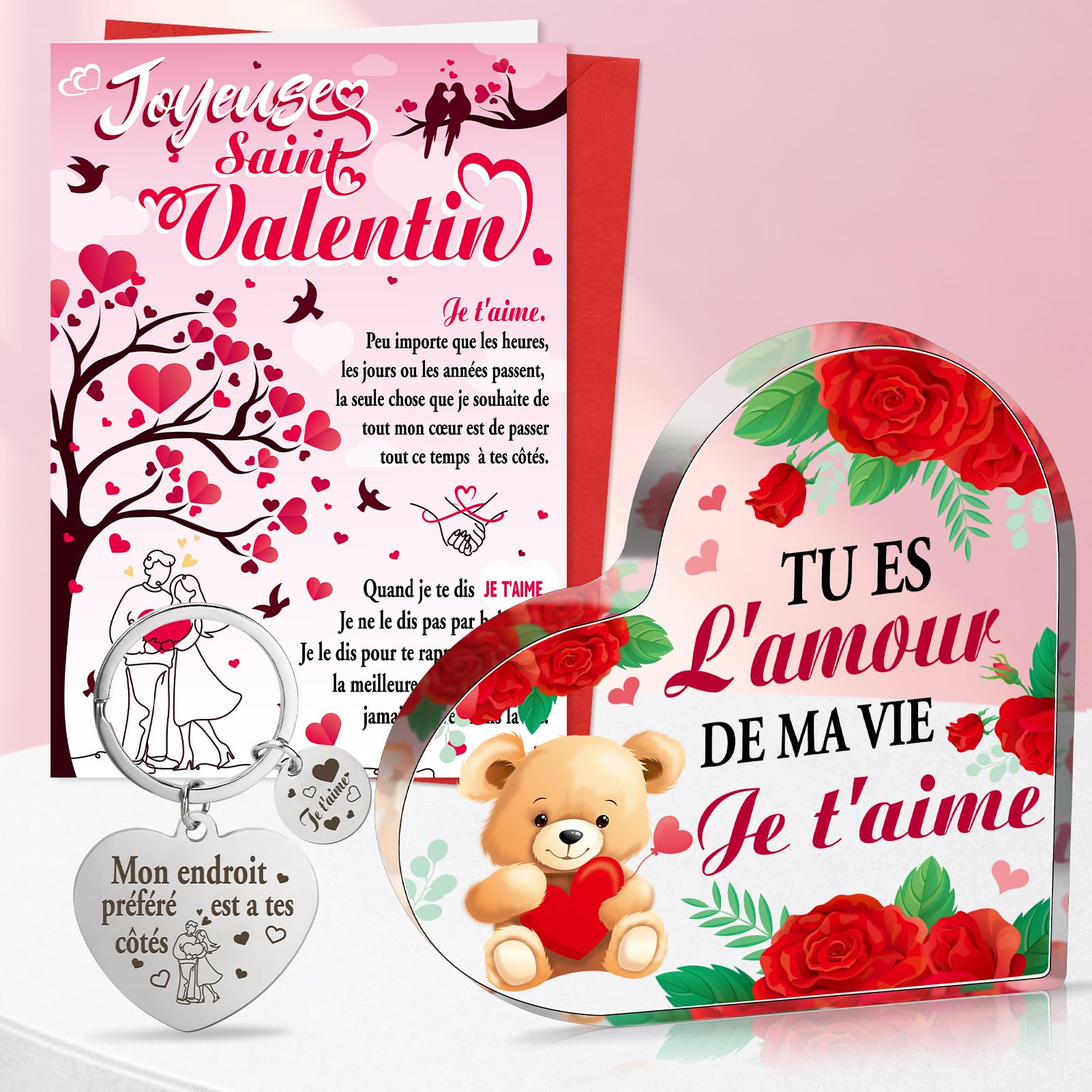 Plaque Cœur En Acrylique Avec Message D'Amour - Décoration Bureau Ou Maison - Cadeau Romantique Pour Mari, Femme, Petit(e) Ami(e)