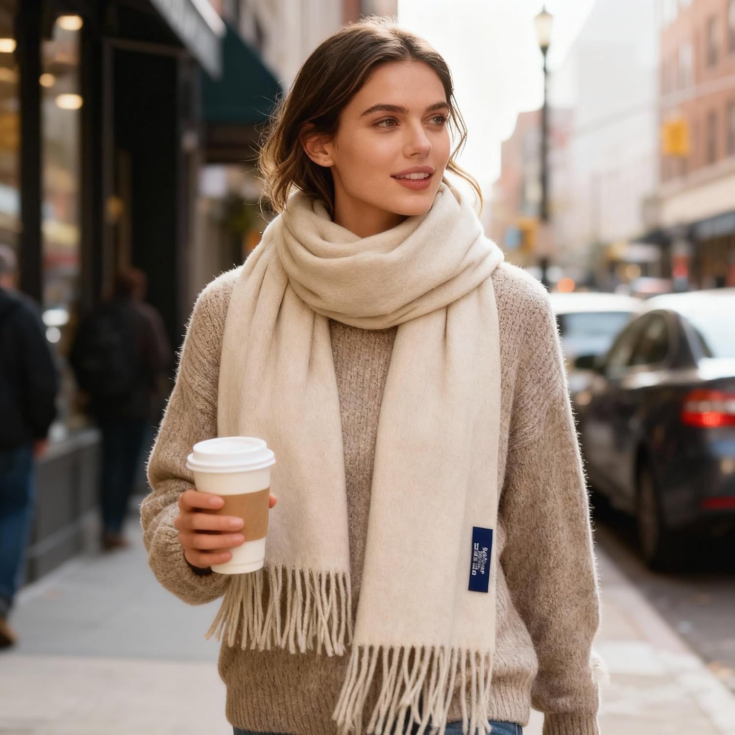 Cold Weather Wool Scarves, Lightweight Natural Pure Wool Winter Scarf For Women, 70.8" X 11.8",A Warm Winter Gift