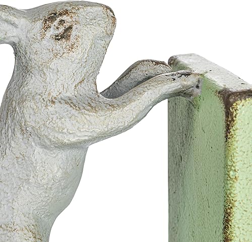 Miniatura 6 de Creative Co-Op Sujetalibros decorativos de metal fundido de 2 tonos, verde y gris, juego de 2