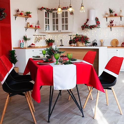 Miniatura 6 de Buryeah 12 fundas para sillas de Navidad, con sombrero rojo, para sillas de comedor, con sombrero de Papá Noel, fundas de terciopelo para decoración