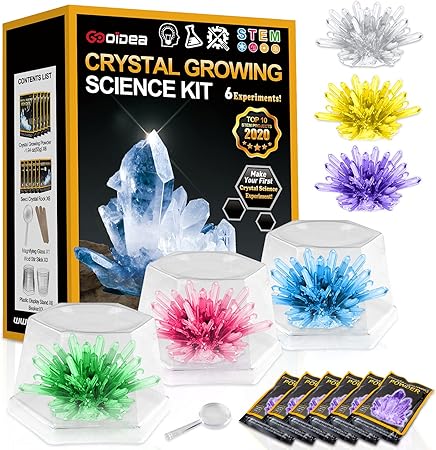Amazon 8 12歳の子供向けクリスタル成長キット 5 7歳の子供向けステムプロジェクト クリスタル6個を3 7日で育てる エキサイティングで豊かな科学キット 子供用 科学 サイエンス おもちゃ