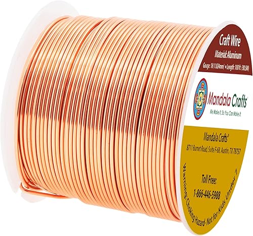 Vista 432 de Mandala Crafts Alambre de aluminio anodizado de calibre 8 para hacer joyas, alambre neutro flexible de color de 128 pies, flexible y flexible