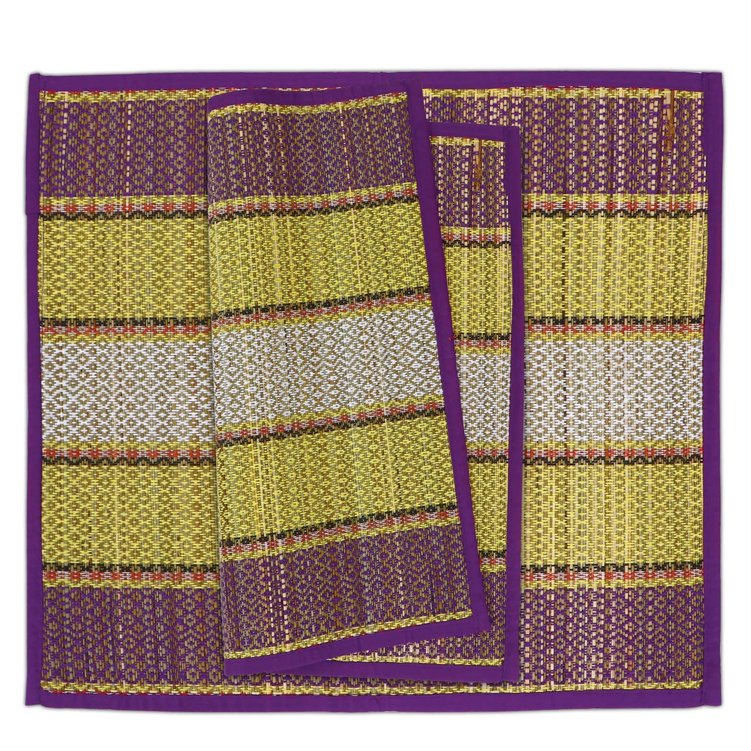 Haus Fabula Handcrafted River Grass 18 x 18 Inches Purple Floor Mats/Pooja Mats/Aasan, Set of 2-image-27