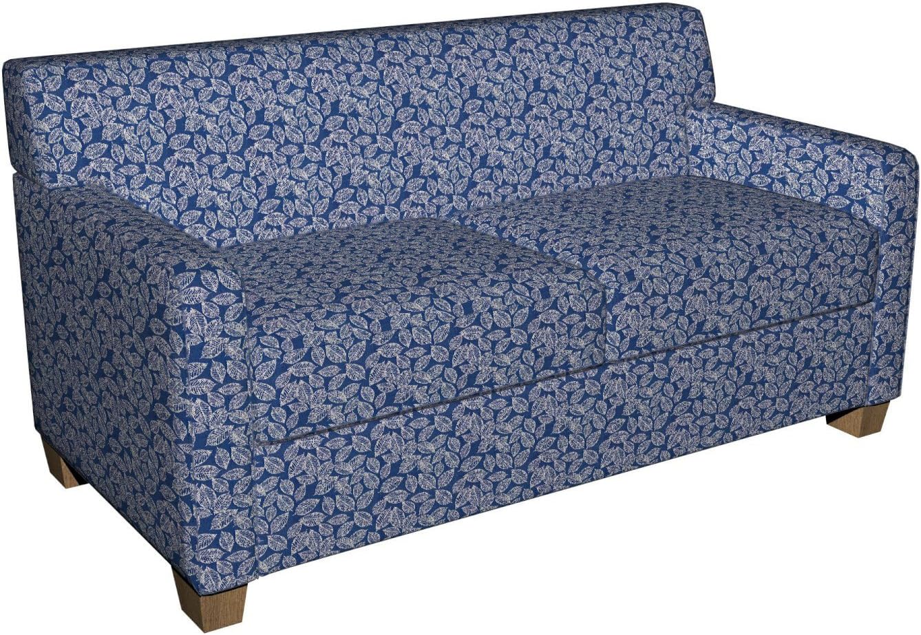 Navy Blue Floral Leaf Jacquard Woven Upholstery Fabric by The Yard - SKU: Holt Wedgewood