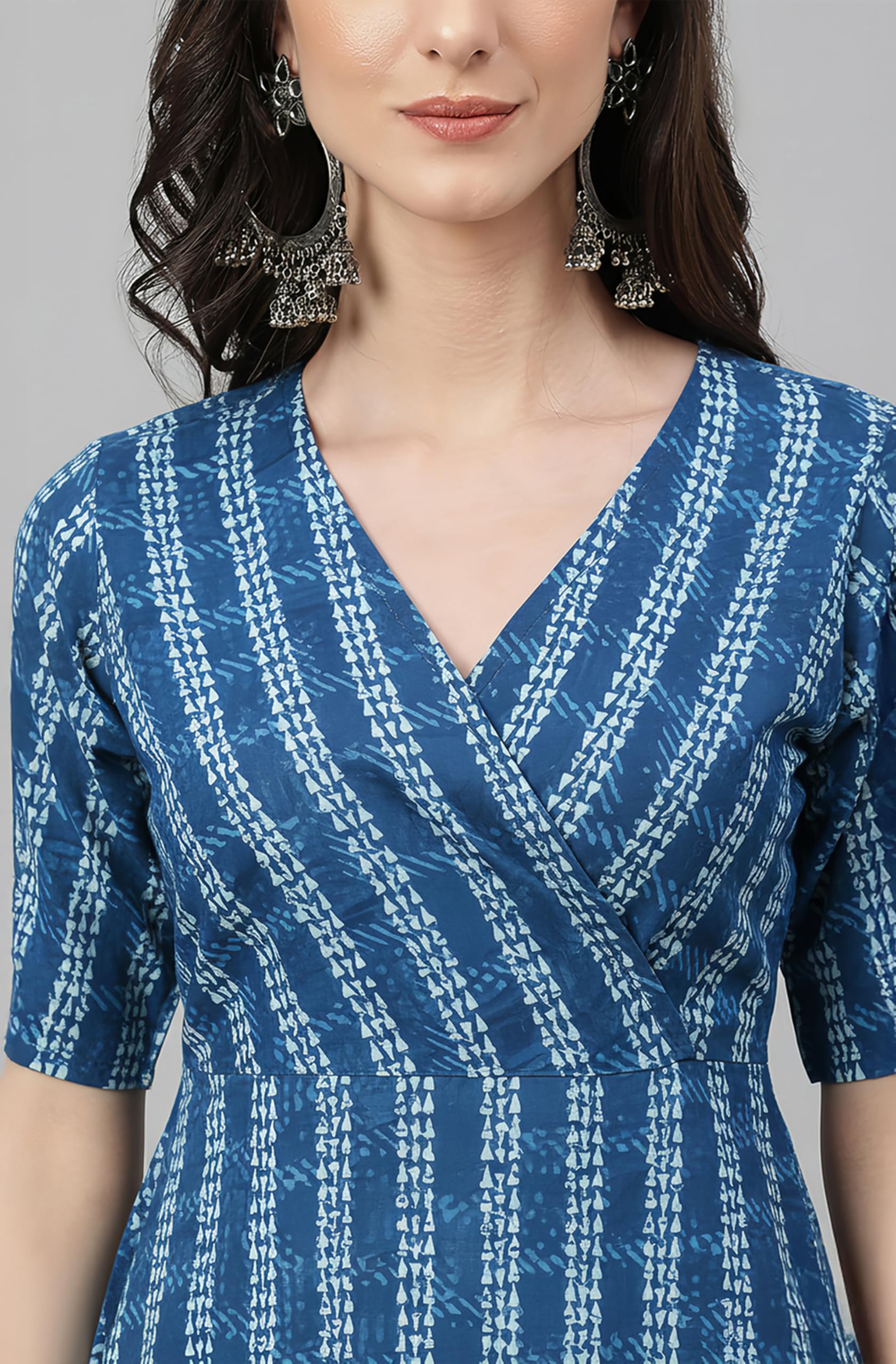Janasya Women's Mustard Pure Cotton Striped Printed Straight Kurta product image 6