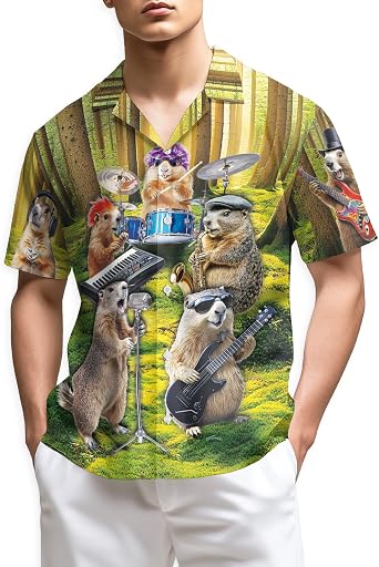 Vintage Goat Hawaiian Shirt for Men, Goat Lover Gifts, Farm Animal Summer Beach Aloha Button Down Shirts, S-5XL