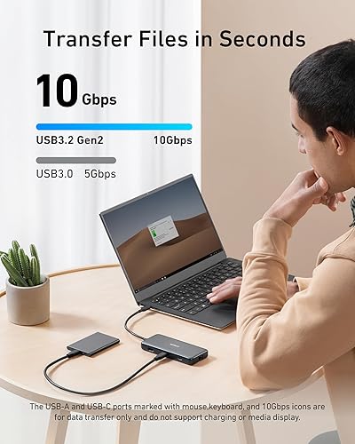 Miniatura 3 de Anker Hub USB-C 555 (8 en 1), con entrega de energía de 85 W, puerto HDMI 4K 60Hz, puertos USB C de 10 Gbps y 2 A de datos, lector de tarjetas SD