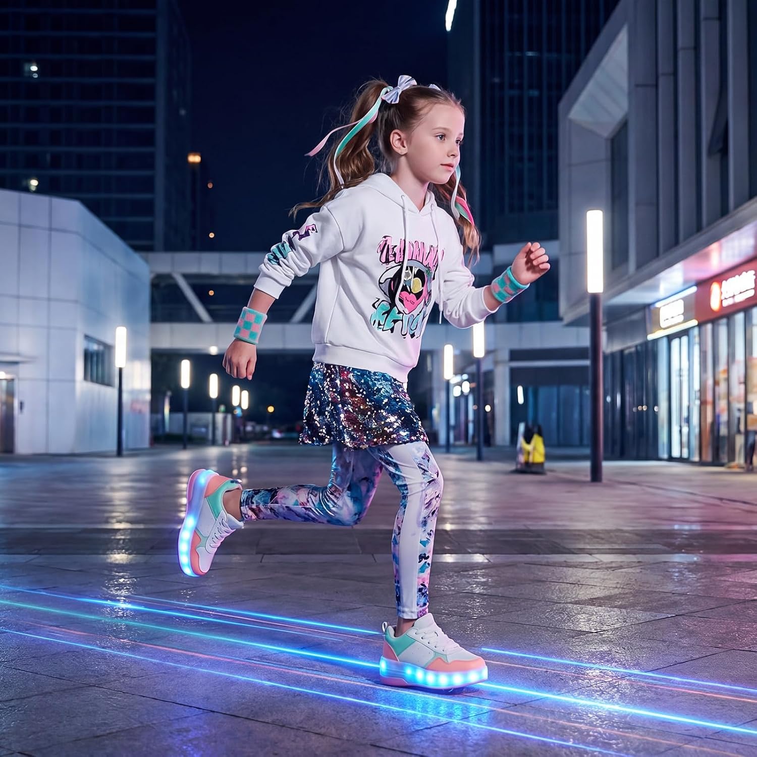 HSQ Light Up Roller Skate Shoes with Detachable Wheels for Girls Boys Kids Funy Gifts