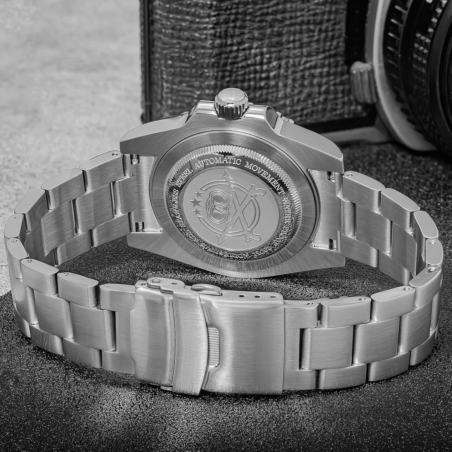 ADDIESDIVE Men's Automatic Dive Watch Sunray Brushed Dial 200M Waterproof Synthetic Sapphire Super Luminous Stainless Steel Diving Watch for Outdoor