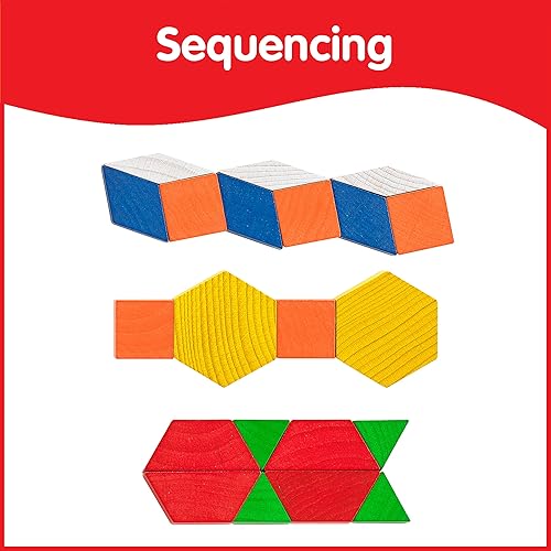 Miniatura 5 de FunPlay - Bloques de patrones  Kit de educación en casa para niños  Juego de 60 manipuladores matemáticos de madera + 50 actividades + bandeja