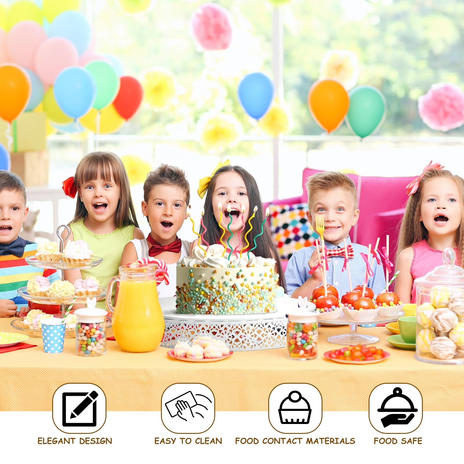 enttgo Juego de 3 soportes redondos de metal para tartas de 16 pulgadas, 14 pulgadas, 12 pulgadas, soporte para cupcakes, soporte elevador de pasteles y dulces para mesa de postre, boda, evento