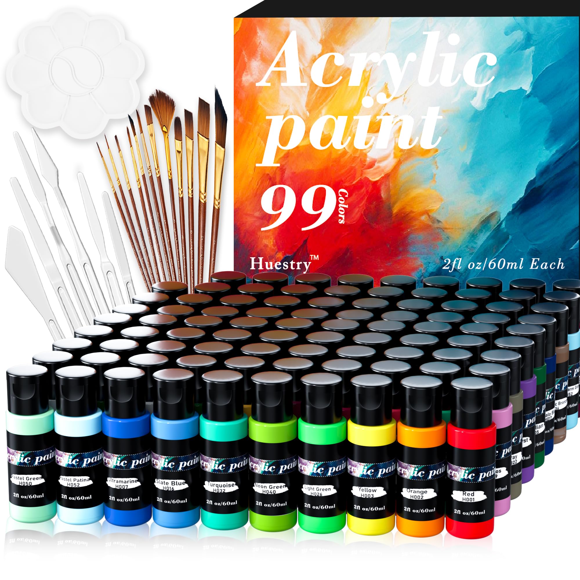 Amazon.com: Huestry Acrylic Paint Set 118 PCS of 99 Colors 2fl oz