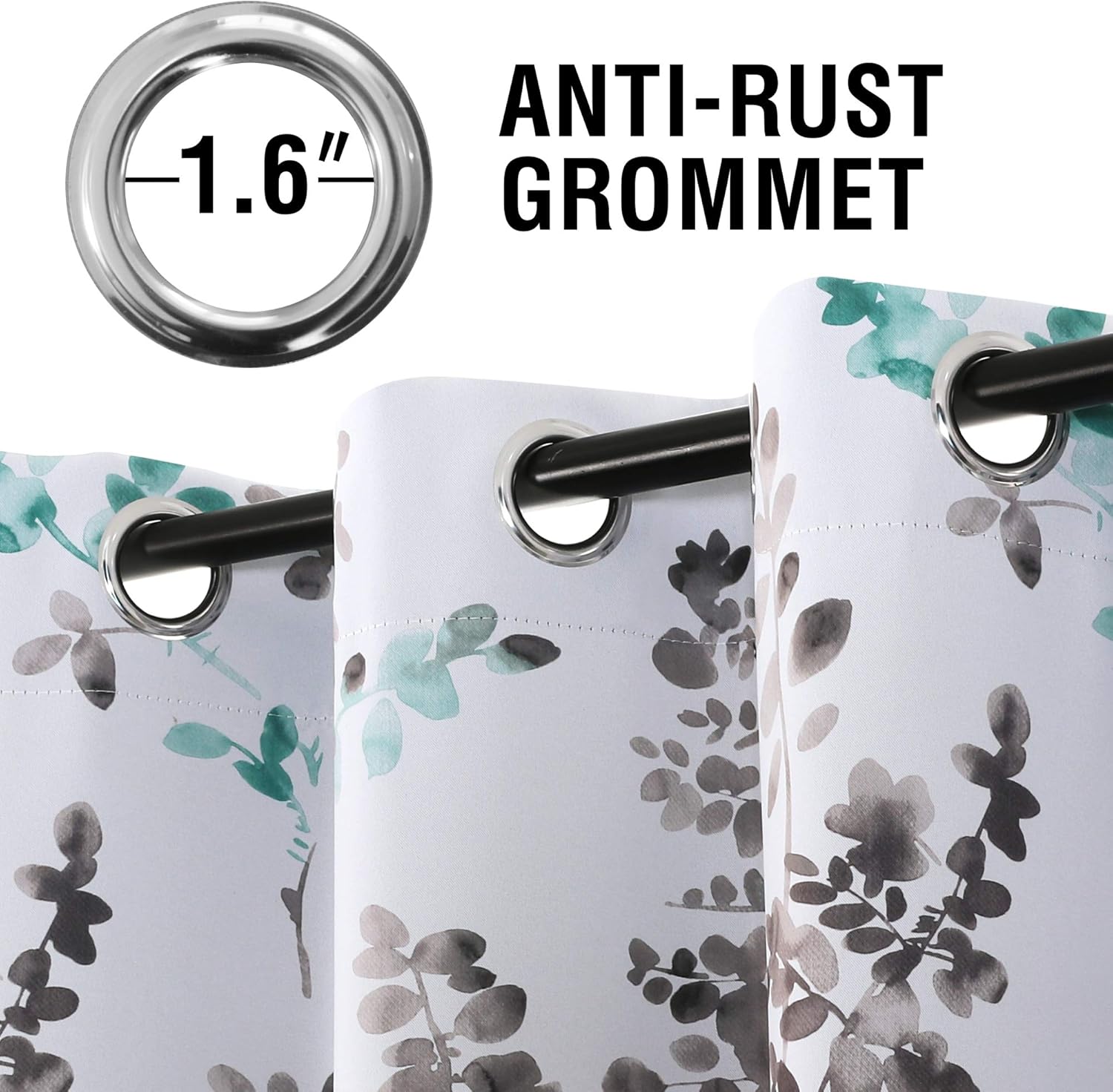 H.VERSAILTEX Blackout Curtains 63 Inches Long 2 Panels Set Thermal Insulated Window Curtains for Living Room Darkening Privacy Protection Curtains, 2 Panels, Grey and Turquoise