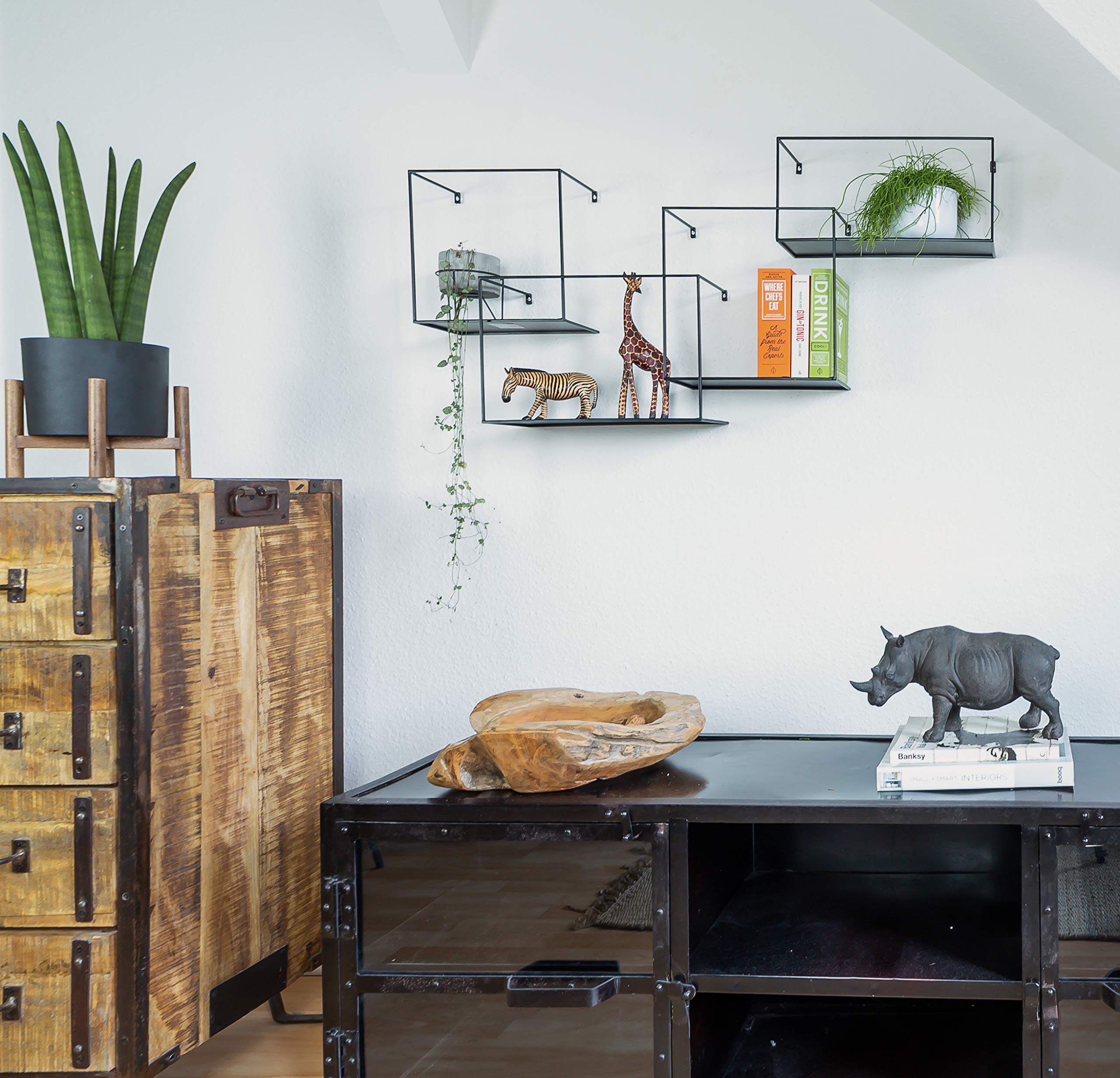 Buy Kimisty Set of 4 Metal Intersecting Floating Shelves Decorative