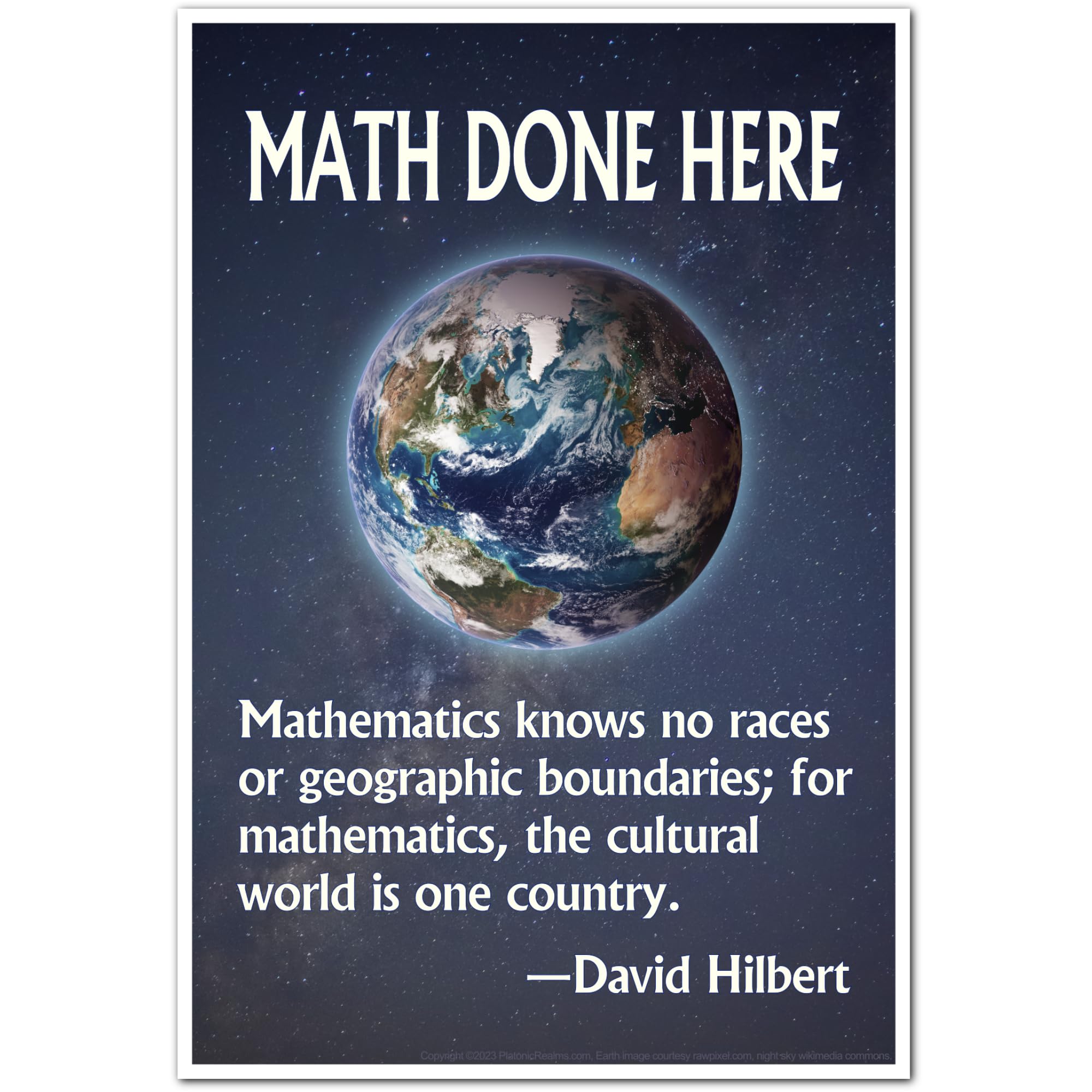 Platonic Realms Mathematics Knows No Races Classroom Math Poster Motivational Wall Art for Middle School, High School, College, 13x19 inches