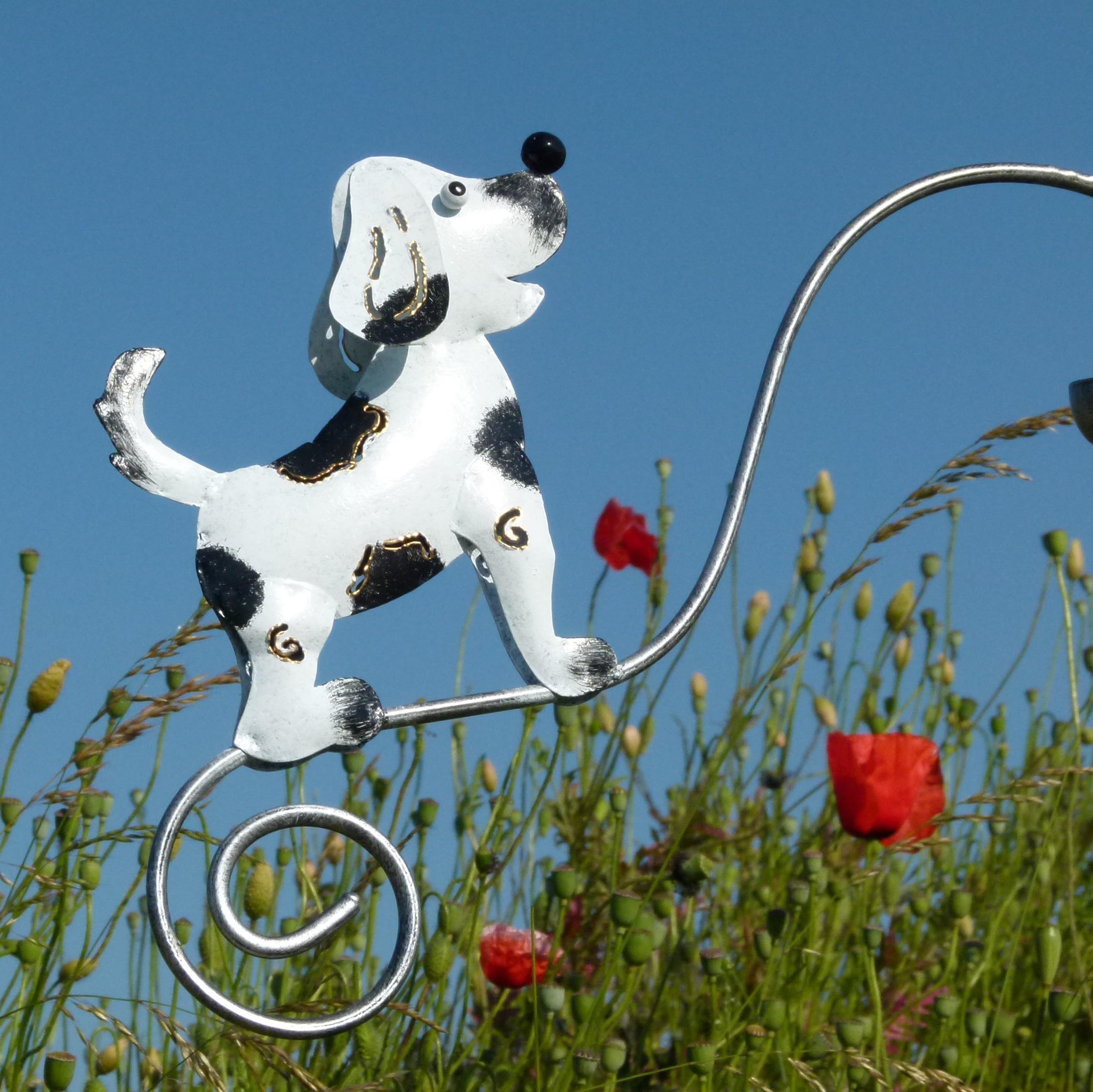Pommerntraum ®| Windspiel Metallwindspiel Hund Katze Maus Gartenstecker | Gartendeko Balkondeko Gartenkunst Gartenpendel Hund Katze Maus Hundedeko Katzendeko Mäusefigur Tierfigur (HUND KATZE MAUS)