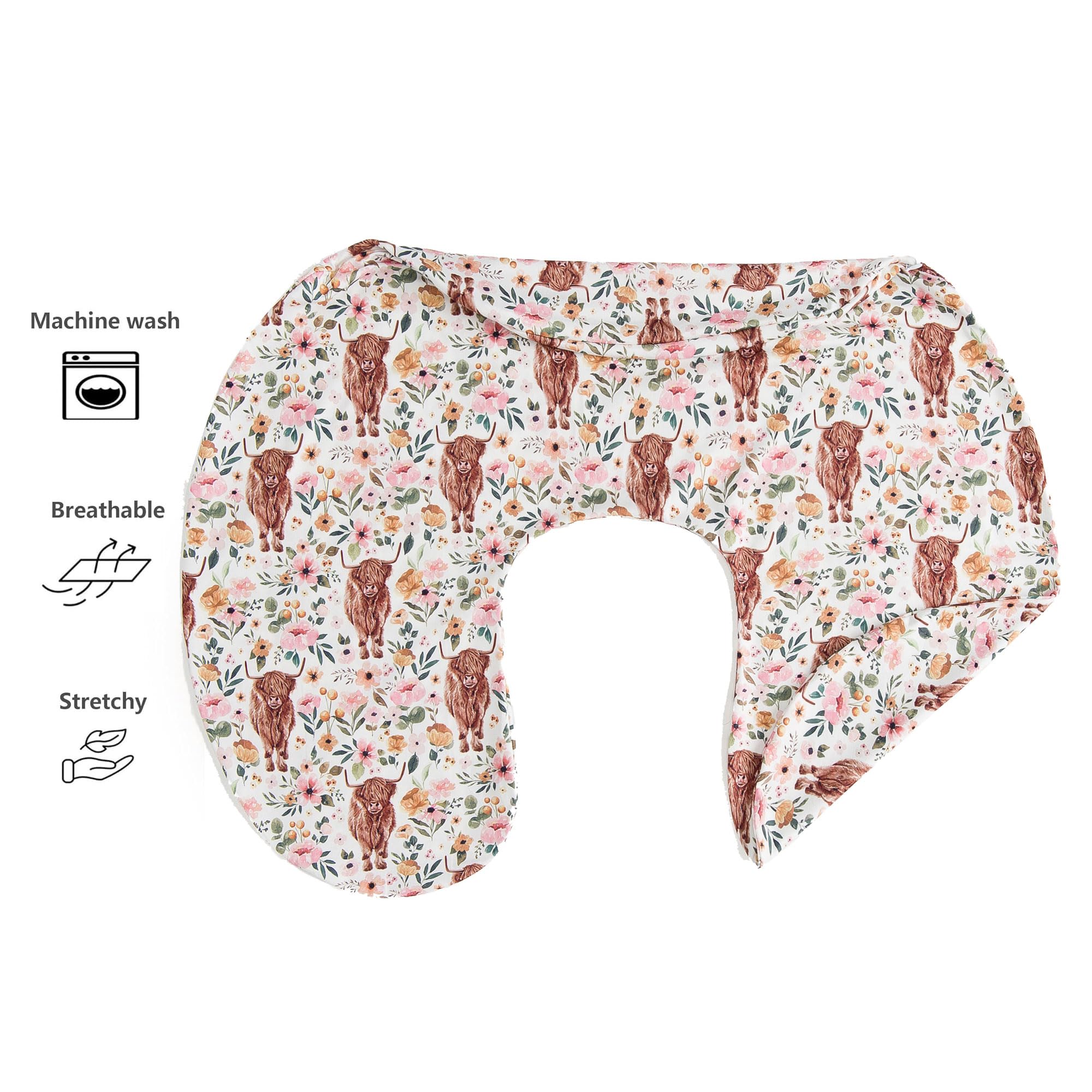 Western Cactus Nursing Pillow Cover - Removable Slipcover For Breastfeeding Pillows, 22x18x6 Inches