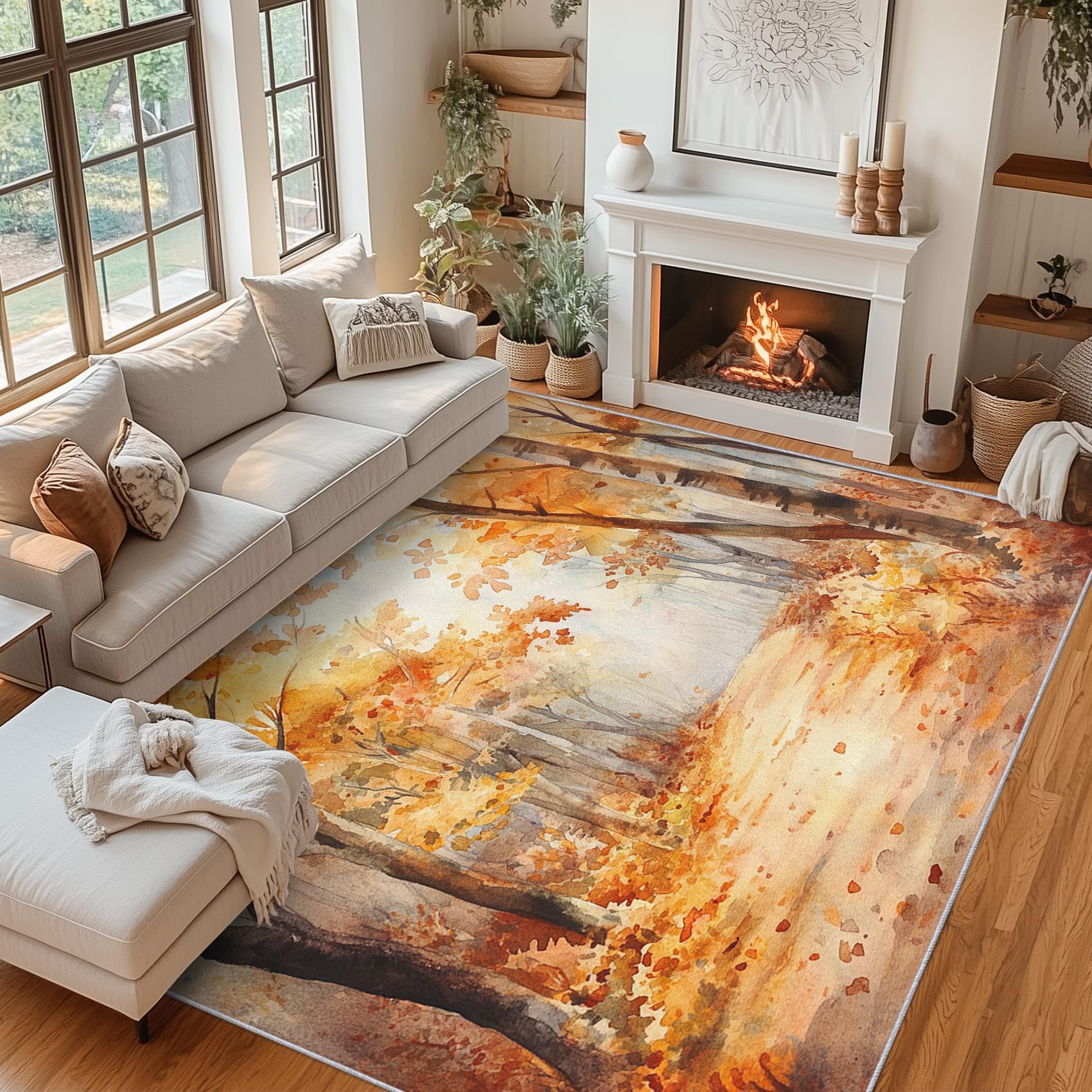 Tapis antidérapant forêt d'automne pour sécuriser les sols glissants