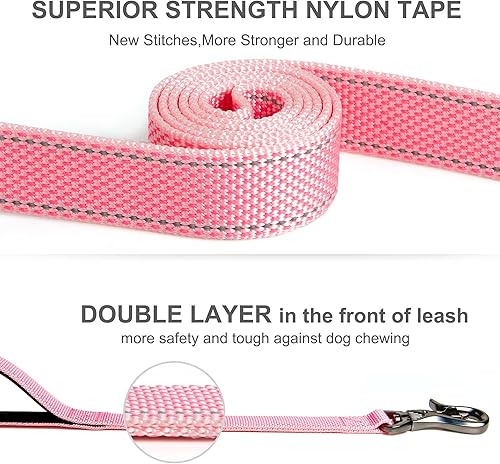Miniatura 3 de Fida Correa resistente de 4 pies para perro con 2 cómodas asas acolchadas, asa de tráfico y gancho avanzado de fácil presión, correa reflectante