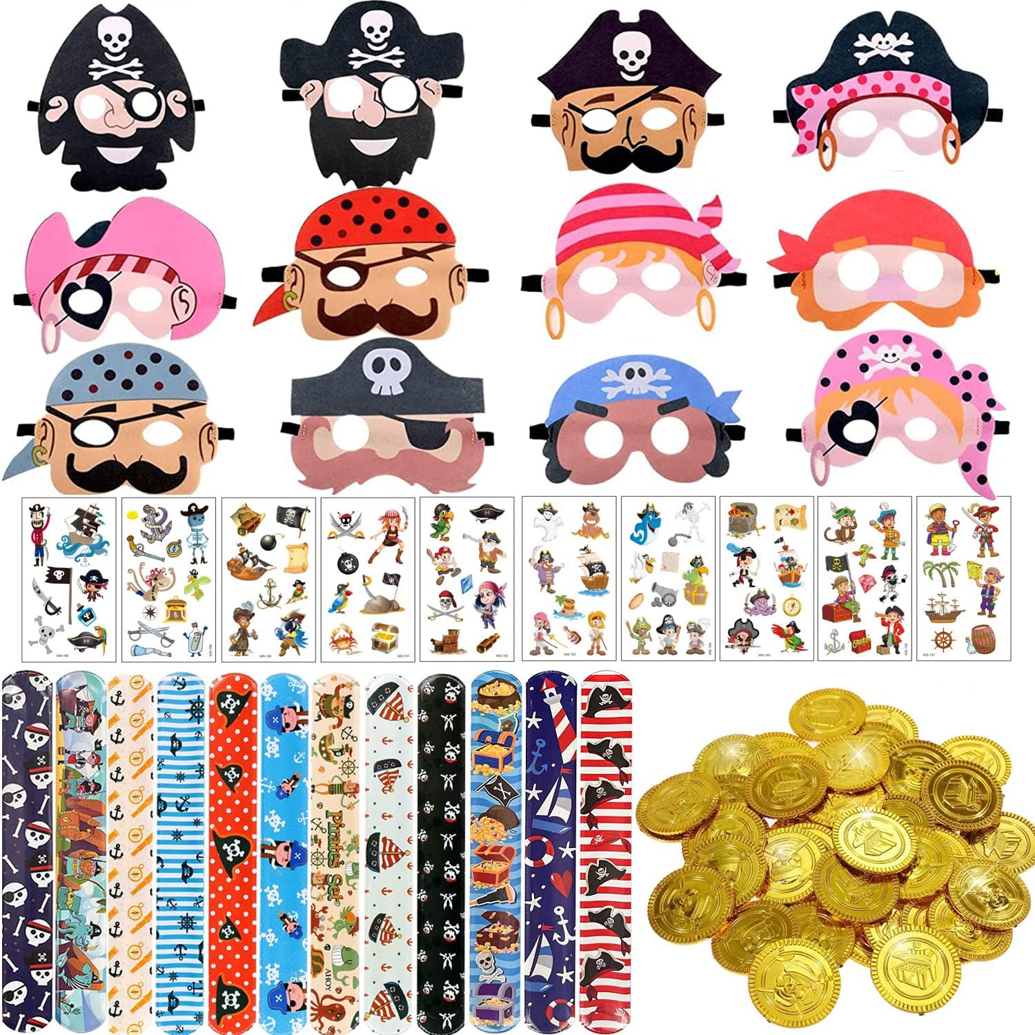 Anniversaire Pirate Cadeau, Pirate Slap Bracelets, timbre, Tatouage
