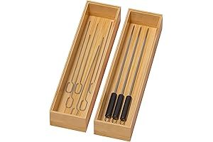Narrow Bamboo Drawer Organizer for Kitchen Utensils