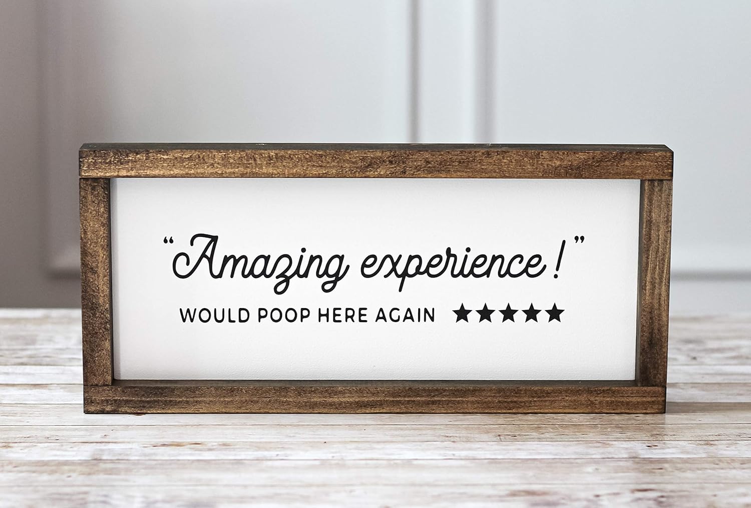 Farmhouse Home Decor Wall Sign Amazing Experience Would Poop Here Again | Bathroom Decorations | Gig Gift for Dad - 15 x 7 inch