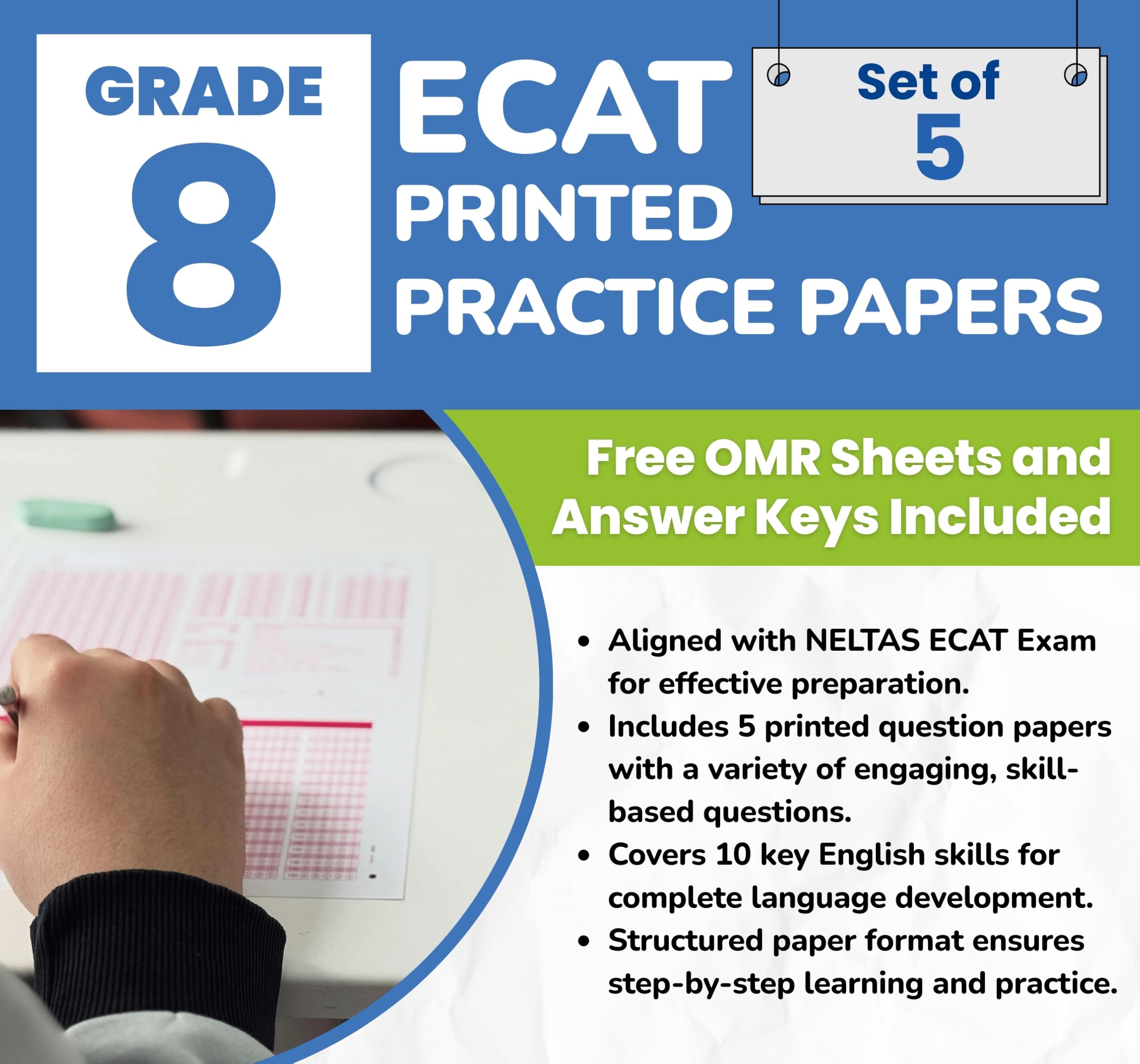 NELTAS ECAT English Practice Papers for Class 8 | Set of 5 Sample