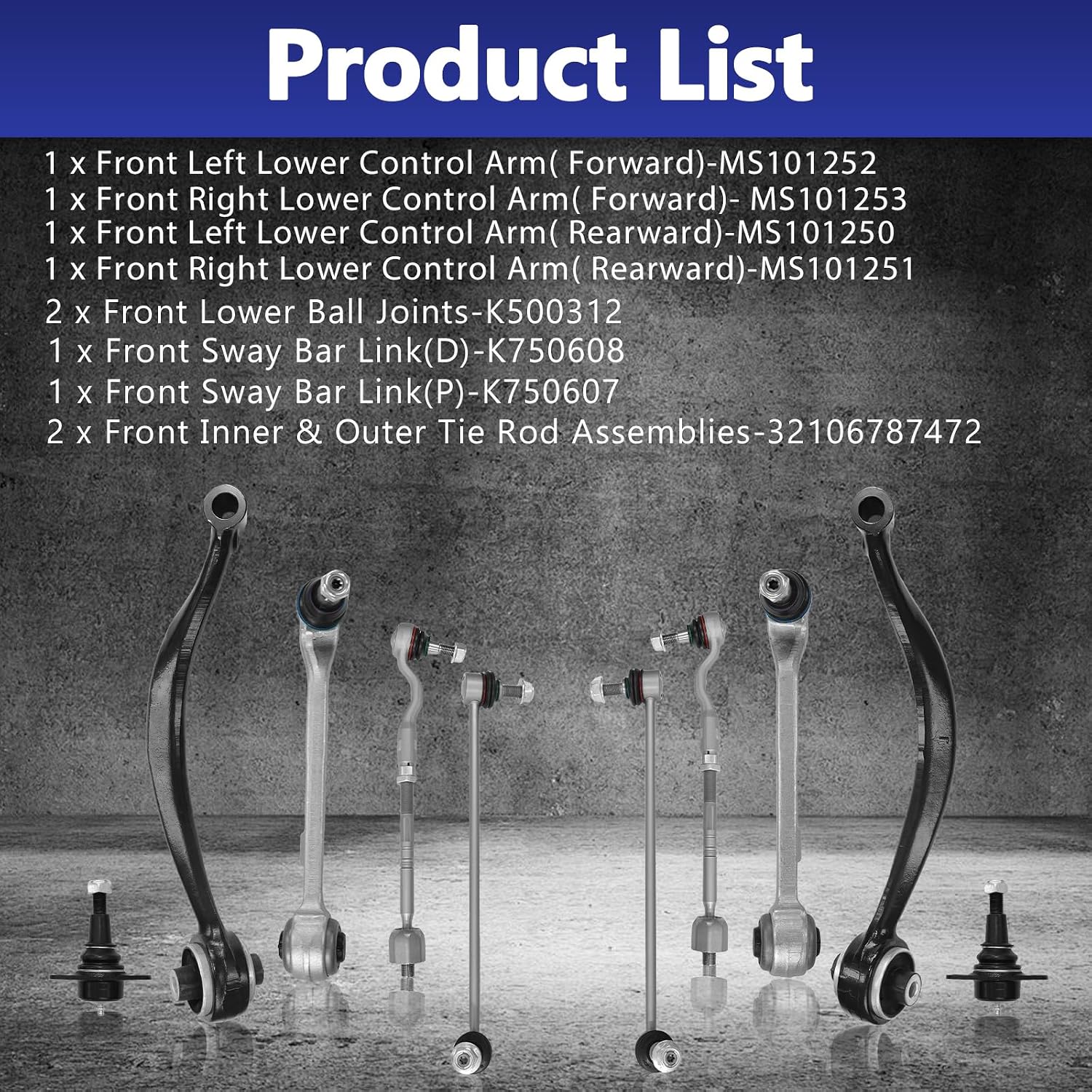 10 Piece Suspension Kit Front Lower Control Arm Ball Joint Tie Rod Sway Bar Link Replacement For BMW X3 X4