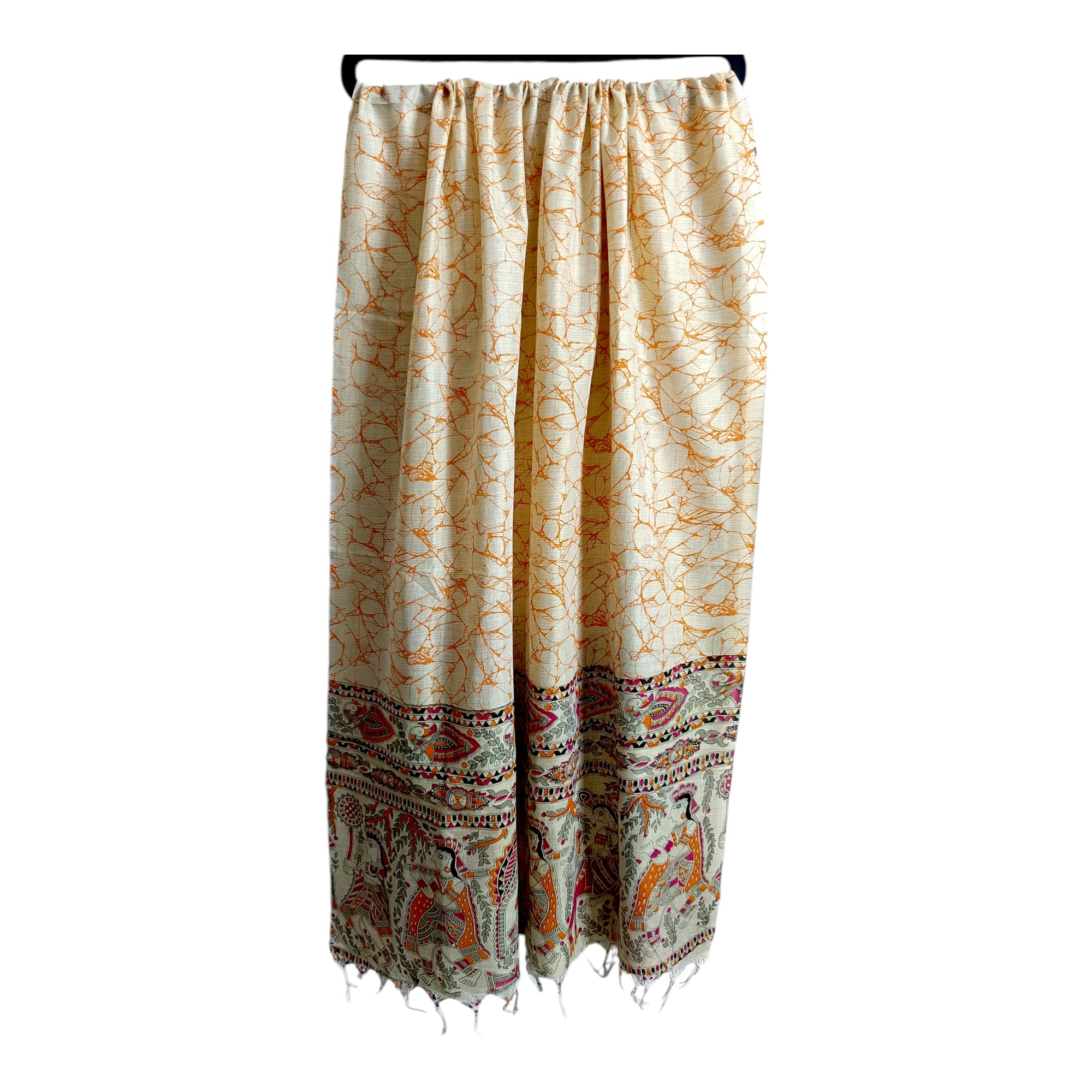 Cotton Silk Madhubani Mithila Printed Bhagalpuri Dupatta For Womens and Girls Trending Doli Kahar Folk Culture Design Chunni Odhani Length 2.30m width 85cm pack of 1pcs-image-41