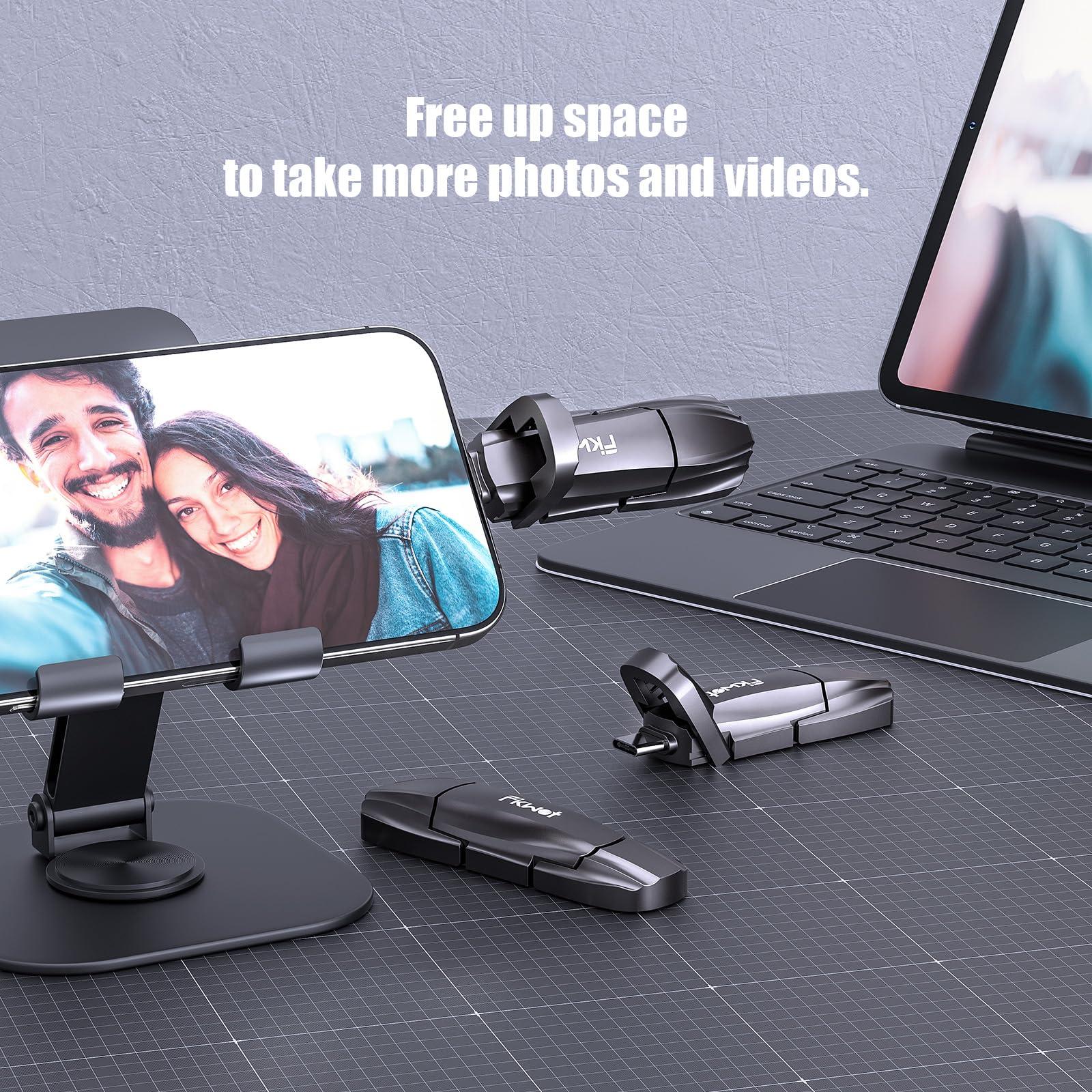 Fikwot FU386 Clé USB SSD 512 Go USB 3.2 Gen2 550 Mo/s Type C + USB A PSSD pour iPhone 15/16 Android Windows Mac PC