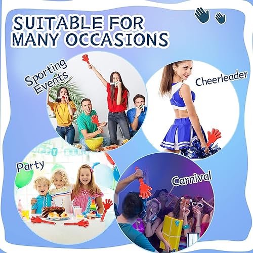 Miniatura 5 de 6 pinzas de mano color rojo coral de 7.5 pulgadas que hacen ruido, regalos de fiesta, aplausos de plástico, eventos deportivos, bailar, baile,