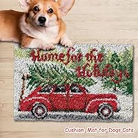 Vista 5 de DL-YTG Kit de ganchos de ganchillo, tapete de hilo de ganchillo para automóvil, de Navidad, color preimpreso, cubierta de lona, costura, kit