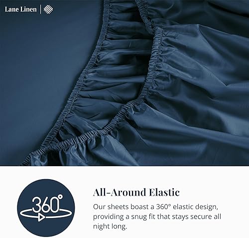 Miniatura 6 de LANE LINEN Sábanas 100% algodón para cama tamaño Queen, 600 hilos, suaves, transpirables y refrescantes para el hogar, sábanas Queen con bolsillo