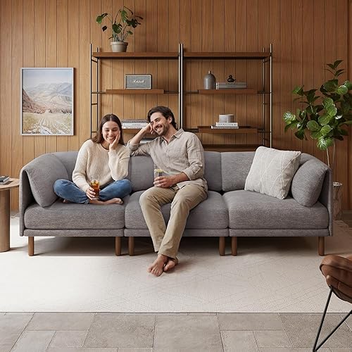 Miniatura 4 de CUGOAO Sofá modular modular, 3 asientos en forma de L, moderno sofá modular de mediados de siglo, sofá modular de asiento profundo, cómodos sofás de