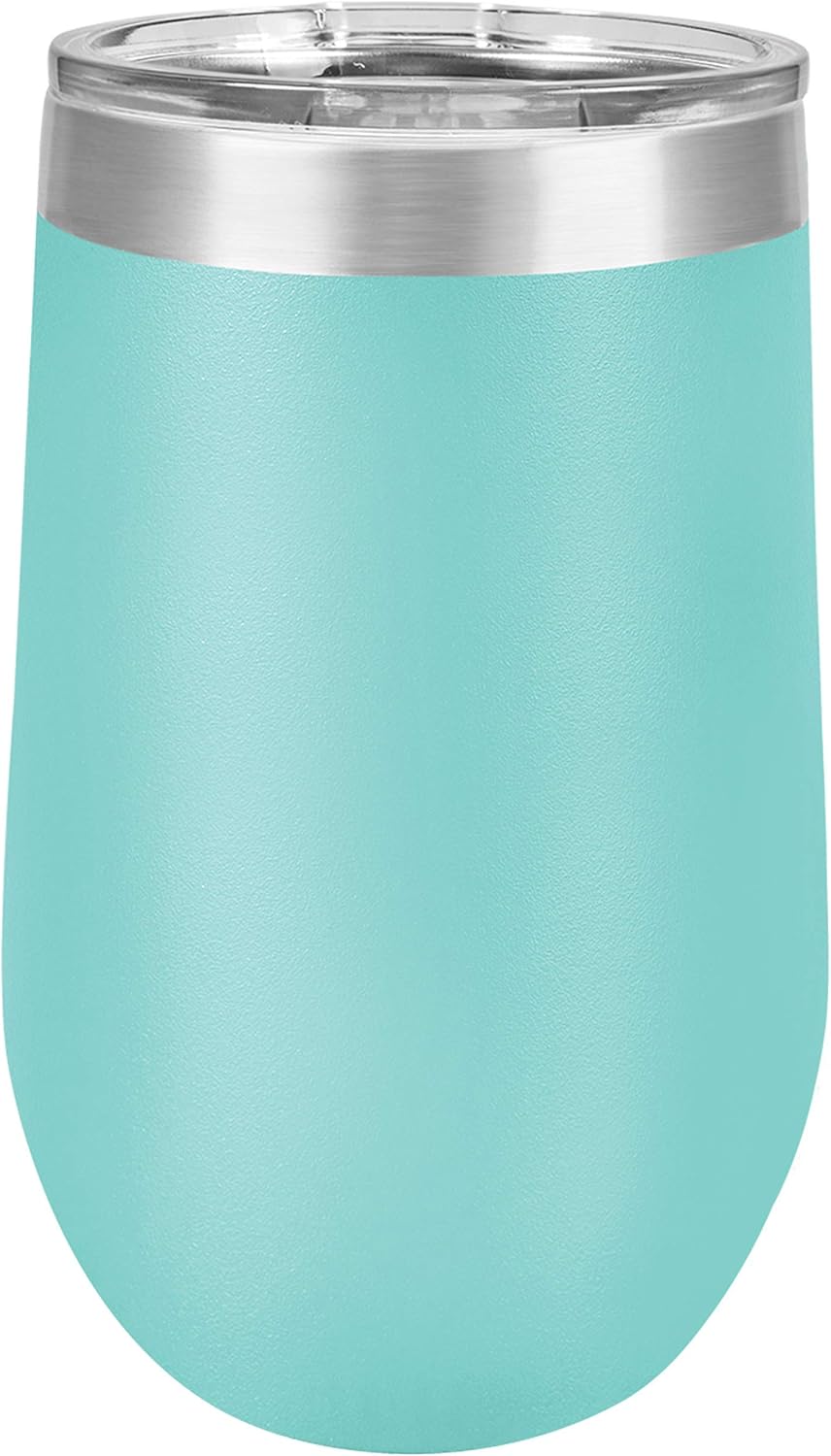 Clear Water Home Goods - Pack of 24 Bulk - 16 oz Stainless Steel Wine Tumblers with Lid, Stemless Vacuum Insulated Double Wall 18/8, Powder Coated - Teal