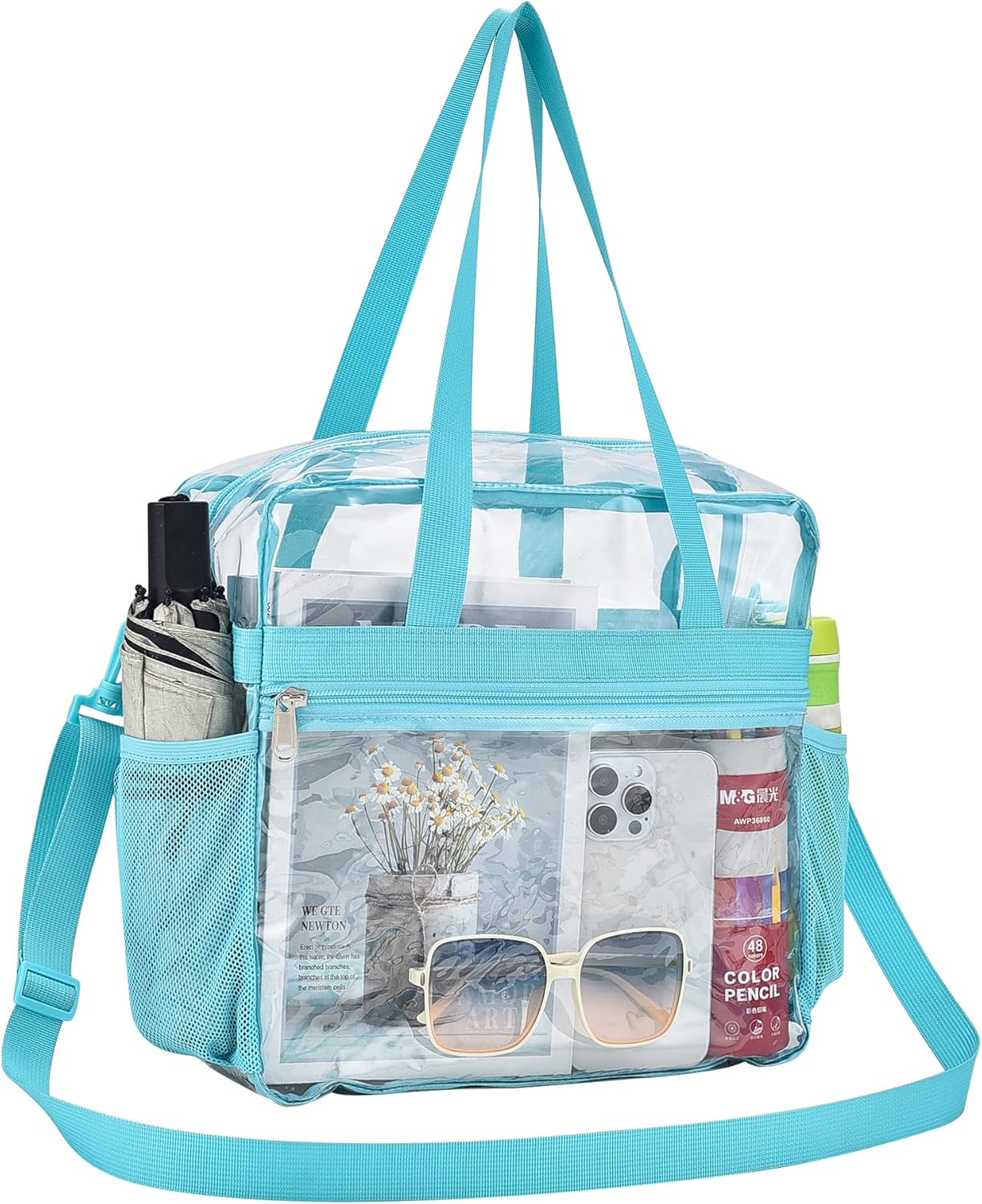 Clear Bag for Stadium Events Clear Sports Messanger Bag with Zipper Closure Pocket for Concert,Sport,Festival