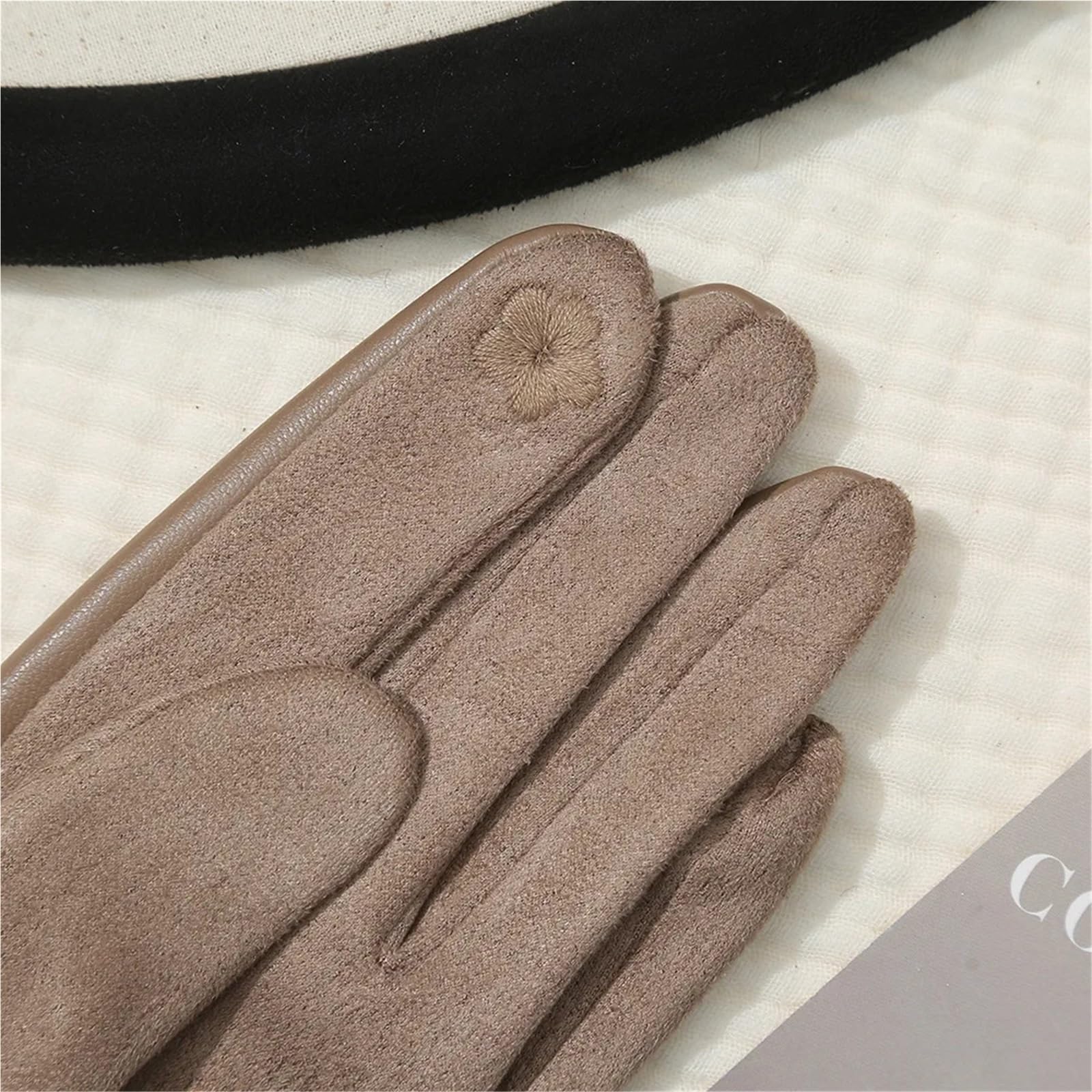 Guanti in pelle morbida for donna, polsini in pelliccia artificiale, guanti invernali caldi, eleganti impermeabili Per Il Ciclismo E Gli Sport All'aria Aperta