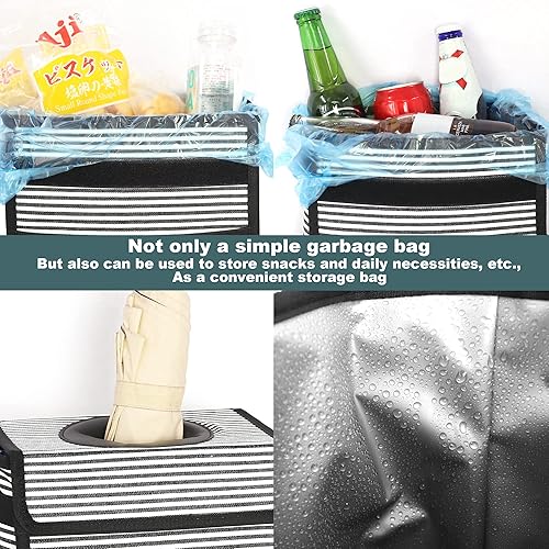 Miniatura 3 de Basurero de automóvil a prueba de fugas, impermeable, con tapa, para asiento delantero de SUV, bolsa colgante multiusos para reposacabezas plegable