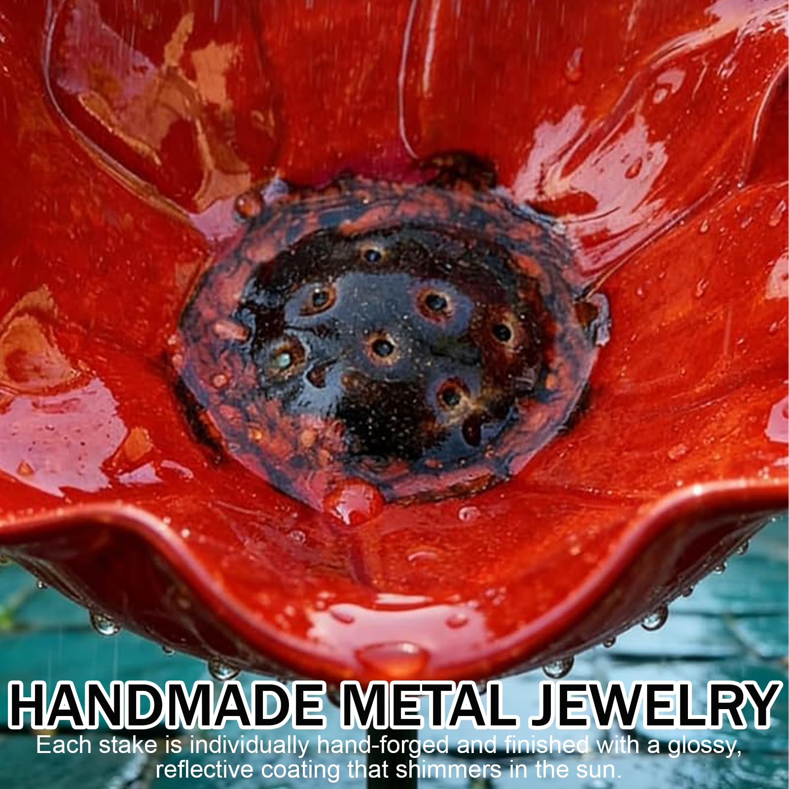 Blumen Gartenstecker Vogeltränke, Metall Blume Bienentränke Für Den Garten, Handmade Metal Flower Garden Stake Bird Bath, Insektentränke Gartens Für Bienens Schmetterlingstränke (3 Stück) - 4