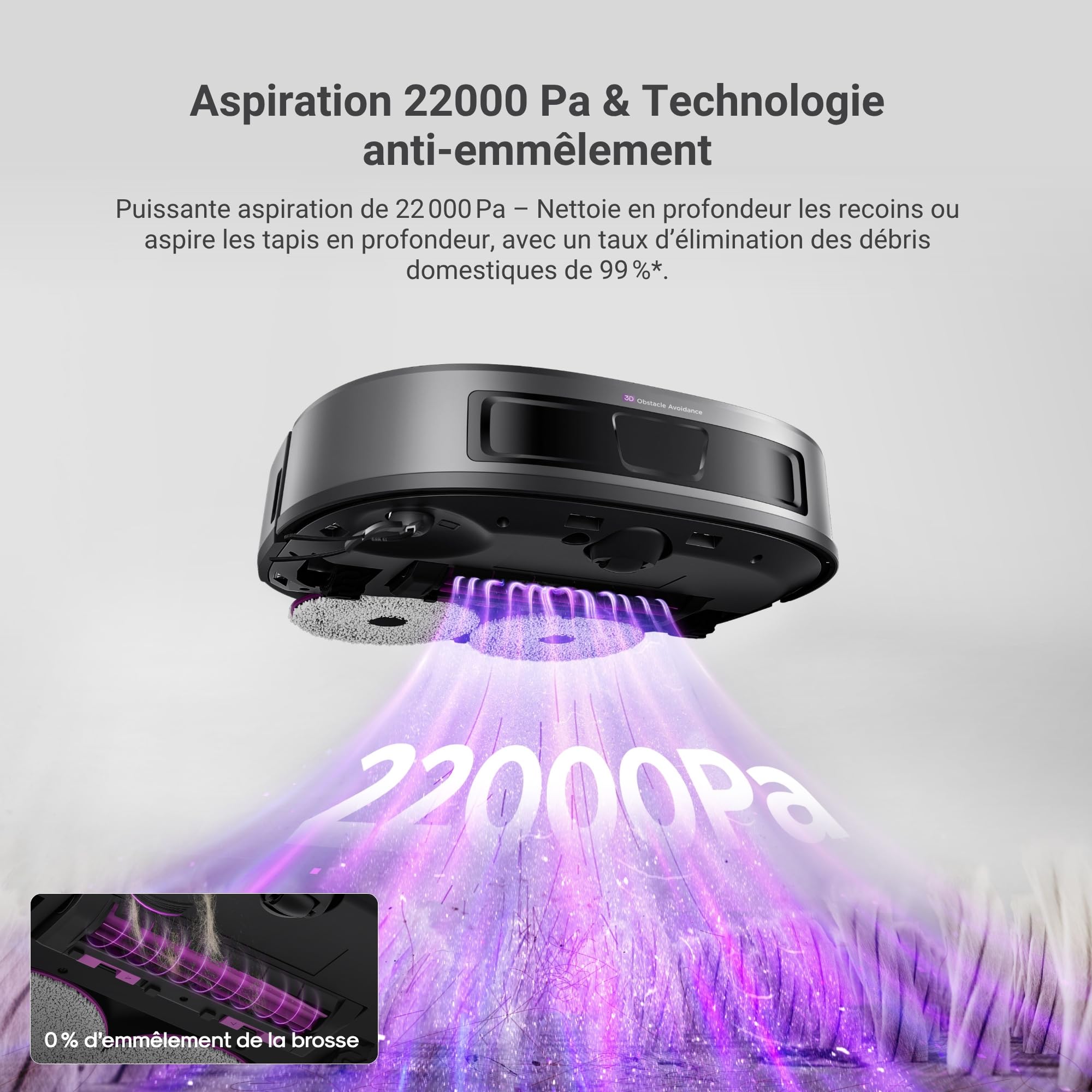 Eureka Robot Aspirateur Laveur, Station Tout-en-Un autonettoyante, Aspiration 22000 Pa, serpillière Extensible Anti-emmêlement, brosses Principale et latérale DragonClaw, Noir, J15 Evo Ultra