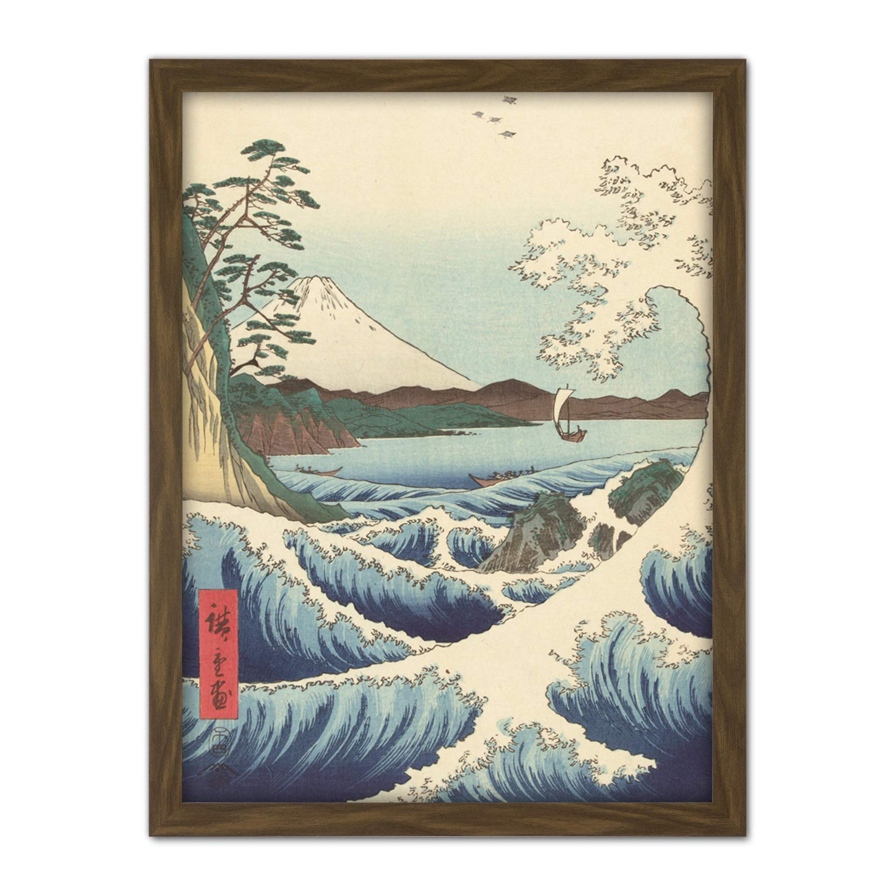Artery8 Hiroshige Seascape In Satta In Province Of Suruga Artwork Framed Wall Art Print 18X24 Inch