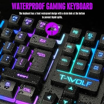 RGB Gaming Keyboard and Mouse-Light Up & LED Backlit Mechanical Keyboard & Mouse Combo-Rainbow Keyboard with 104 Keys- Gaming Mouse, for PS4, PS5, Xbox, PC, Laptop-Black