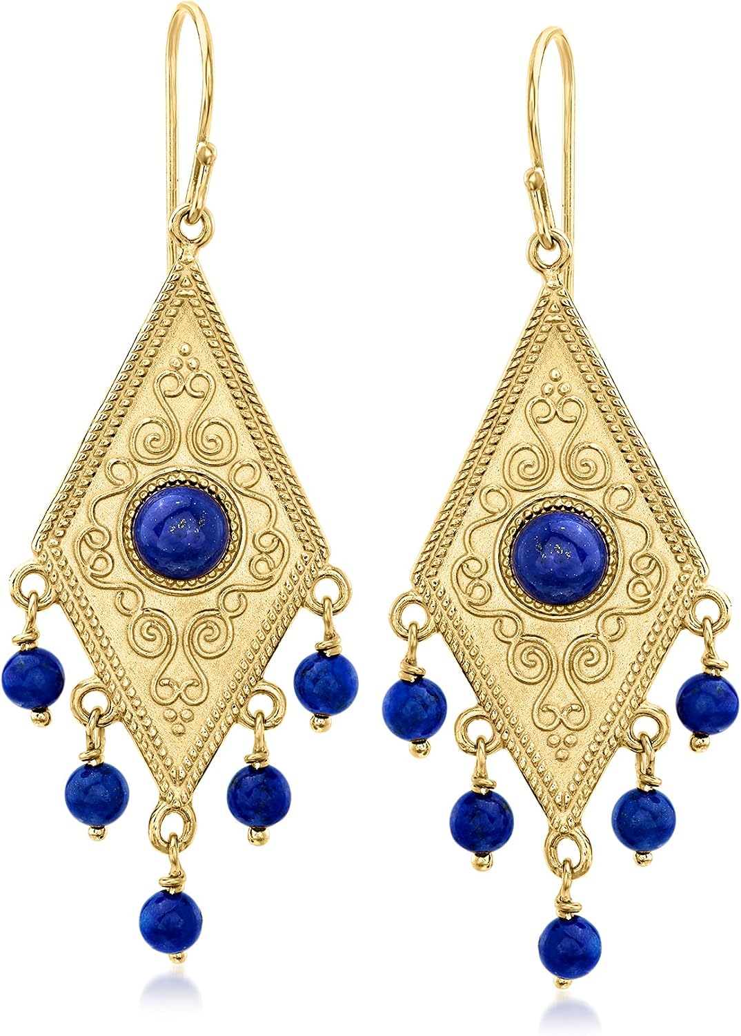 Ross-Simons Lapis Drop Earrings in 18kt Gold Over Sterling