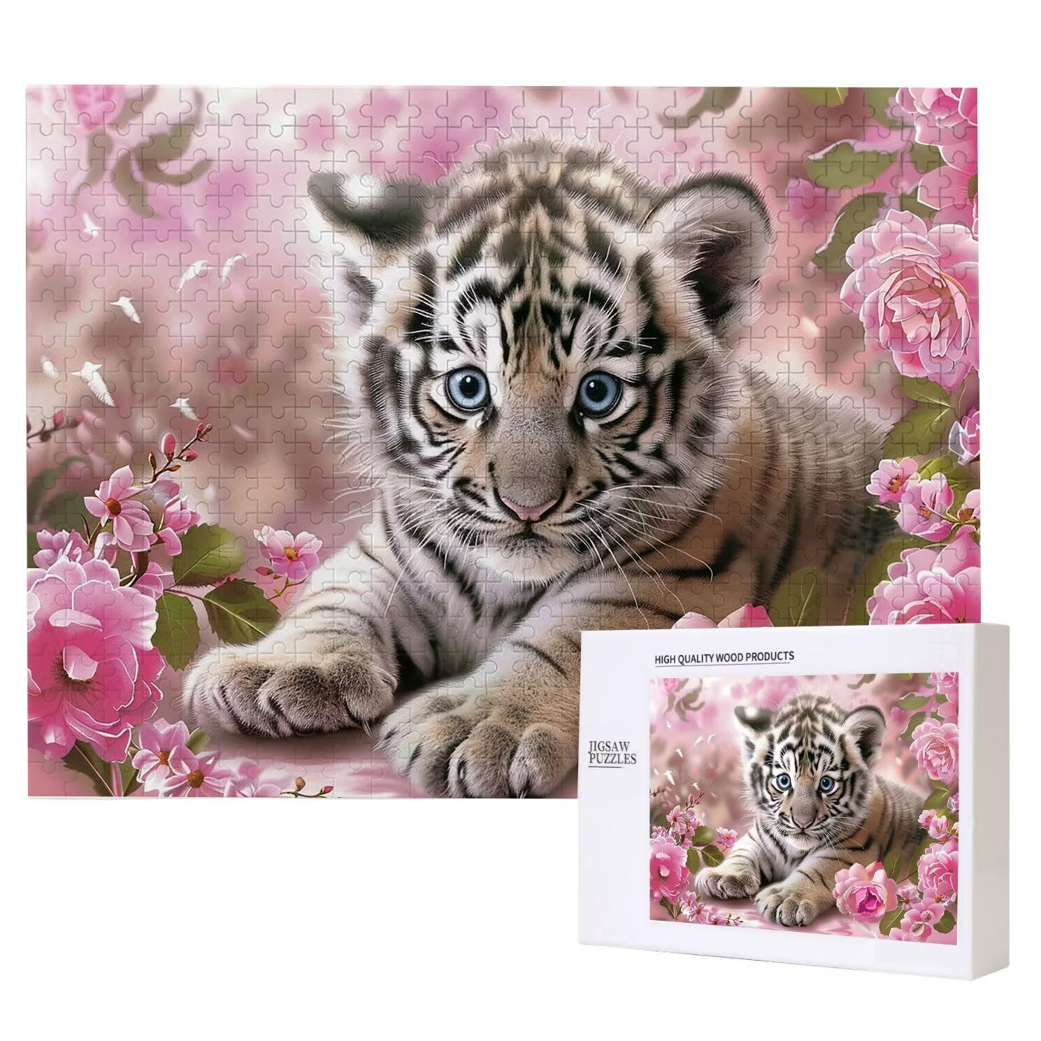 Jigsaw Puzzle, 4000 Pezzi Puzzle Classici, Fiore Puzzle Rilassamento Intelligence, Mpossibile Difficile Puzzles impegnativo per adulti Puzzles per Gioco Familiare, Regalo per Amore Amico Tigre K0F-29