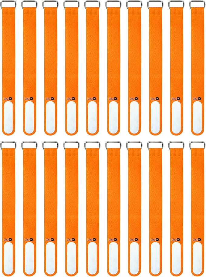 WrapIt Storage CinchStraps, 8" 18 Pack (Orange), Features Stainless Steel Buckle