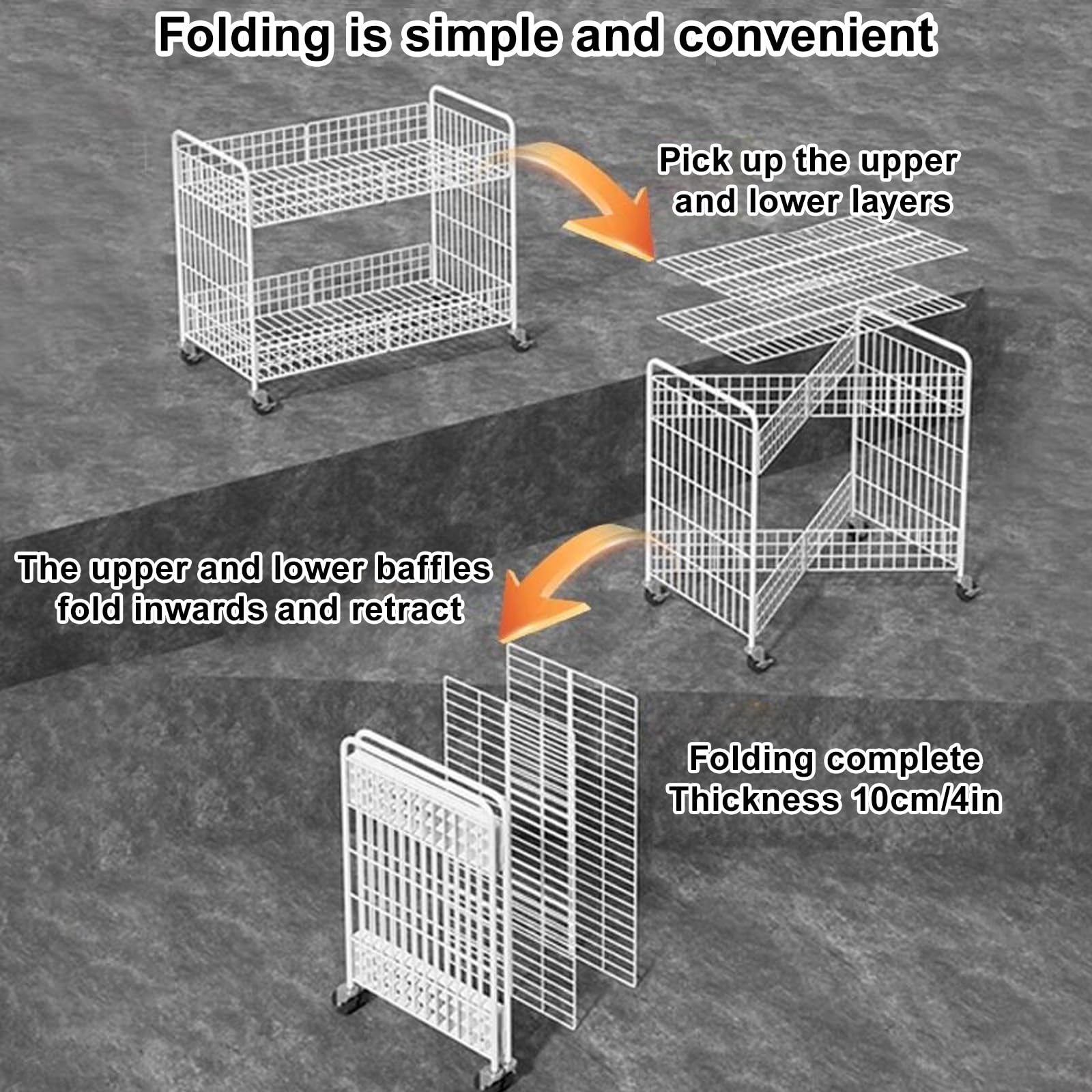 Carrello Pieghevole Portatile per Mercato, Scaffale in Metallo a 2 Ripiani per Vendita Ambulante, Espositore Mobile per Bancarelle(Black,80x55x85cm/31x22x33in)