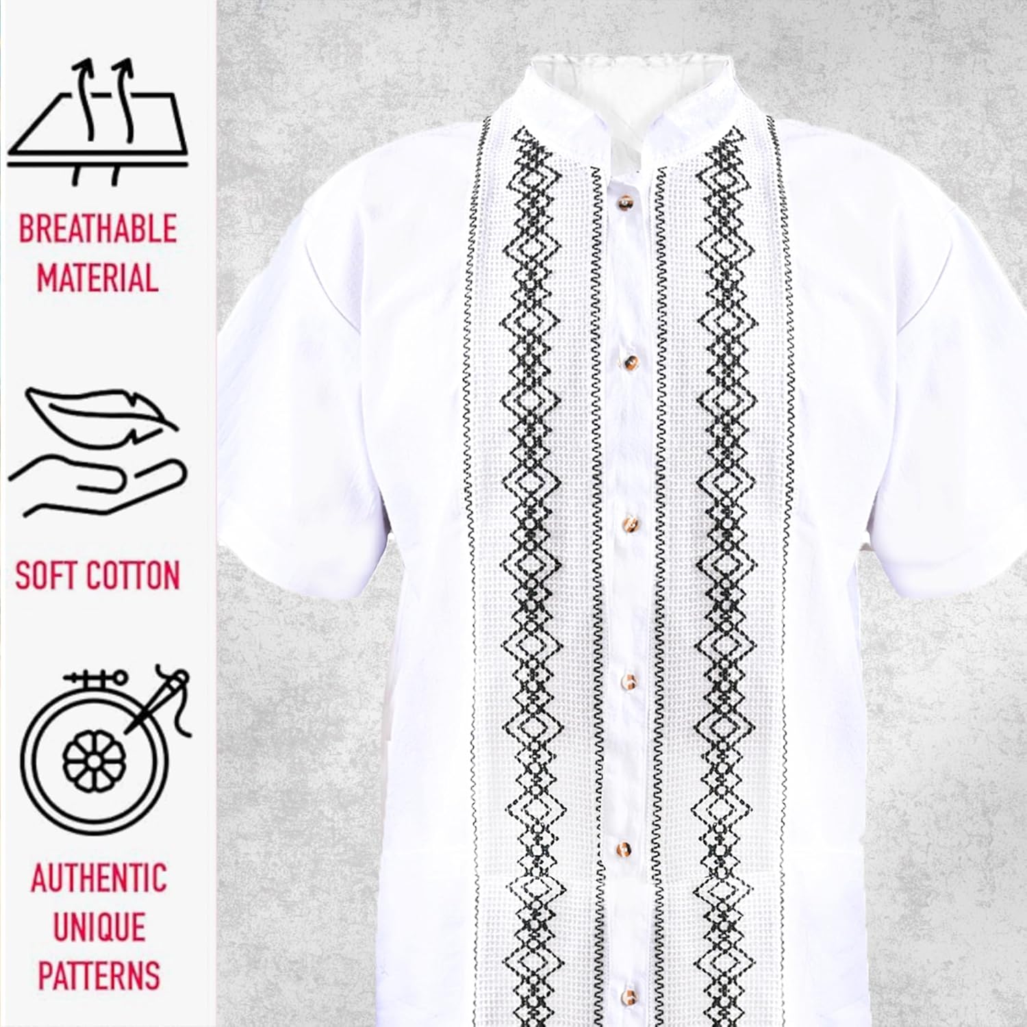 Mexican Guayabera Short Sleeve Shirt for Men Traditional Style Pattern Embroidery Mexican Shirt. Made in Mexico. 100% Cotton - Image 5