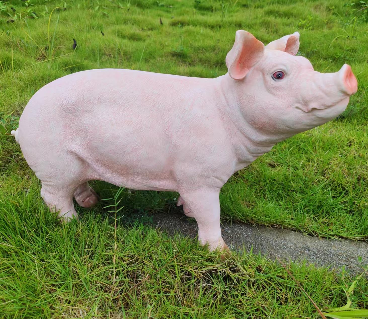 HOUDE Cute Pig Statues, 20.08 inches Long, decorates Outdoor Art Gardens, courtyards, lawns, and Indoor Public Spaces Such as Living Rooms and Balconies. (Pink)