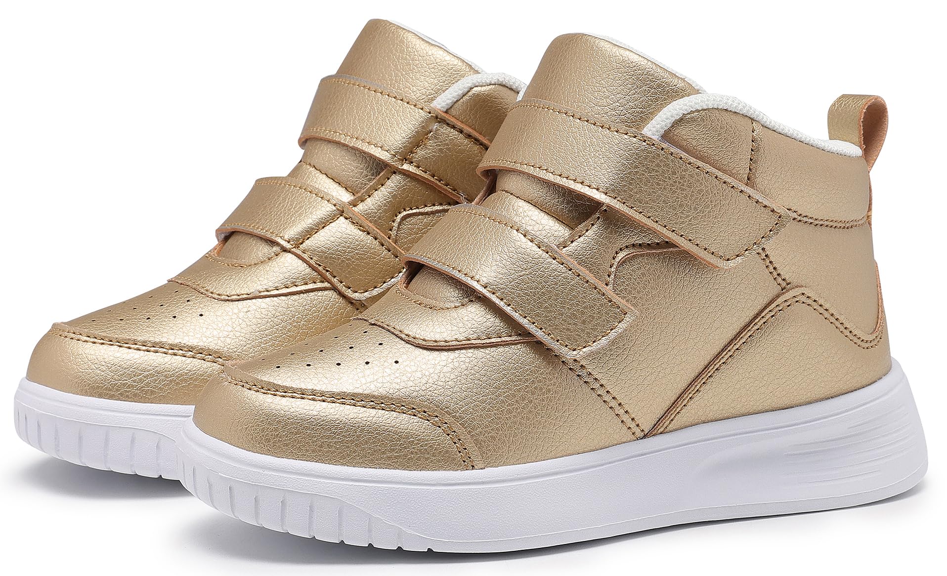 YEESANFUL Big Kids High Top Shoes for Boys Running Shoes Fashion Lightweight Children Gym Shoes Gold 4