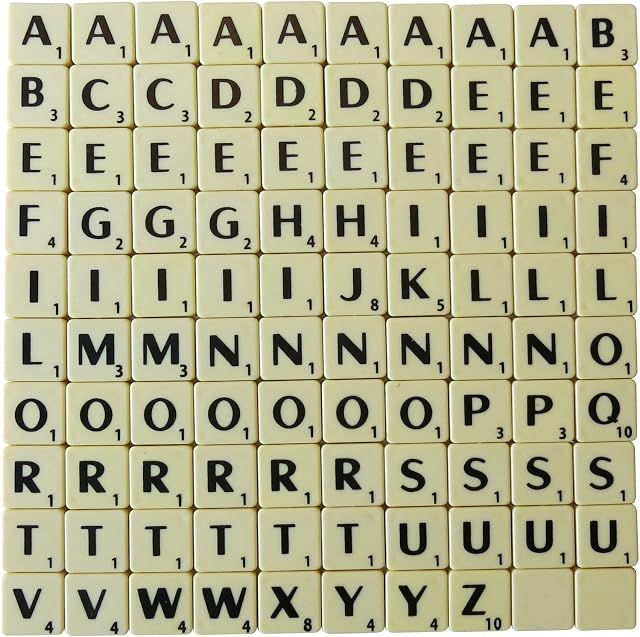 NMIT 100 Ivory Plastic Tiles Letters Board Game Numbers UK Seller